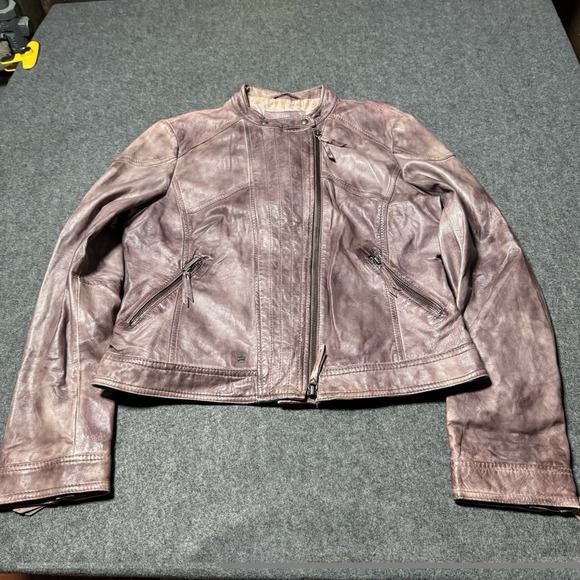 Hugo Boss Jackets & Blazers - VTG Y2K Hugo Boss Orange Womens Genuine Leather‎ Moto Jacket Size M 18.5x21 Goth